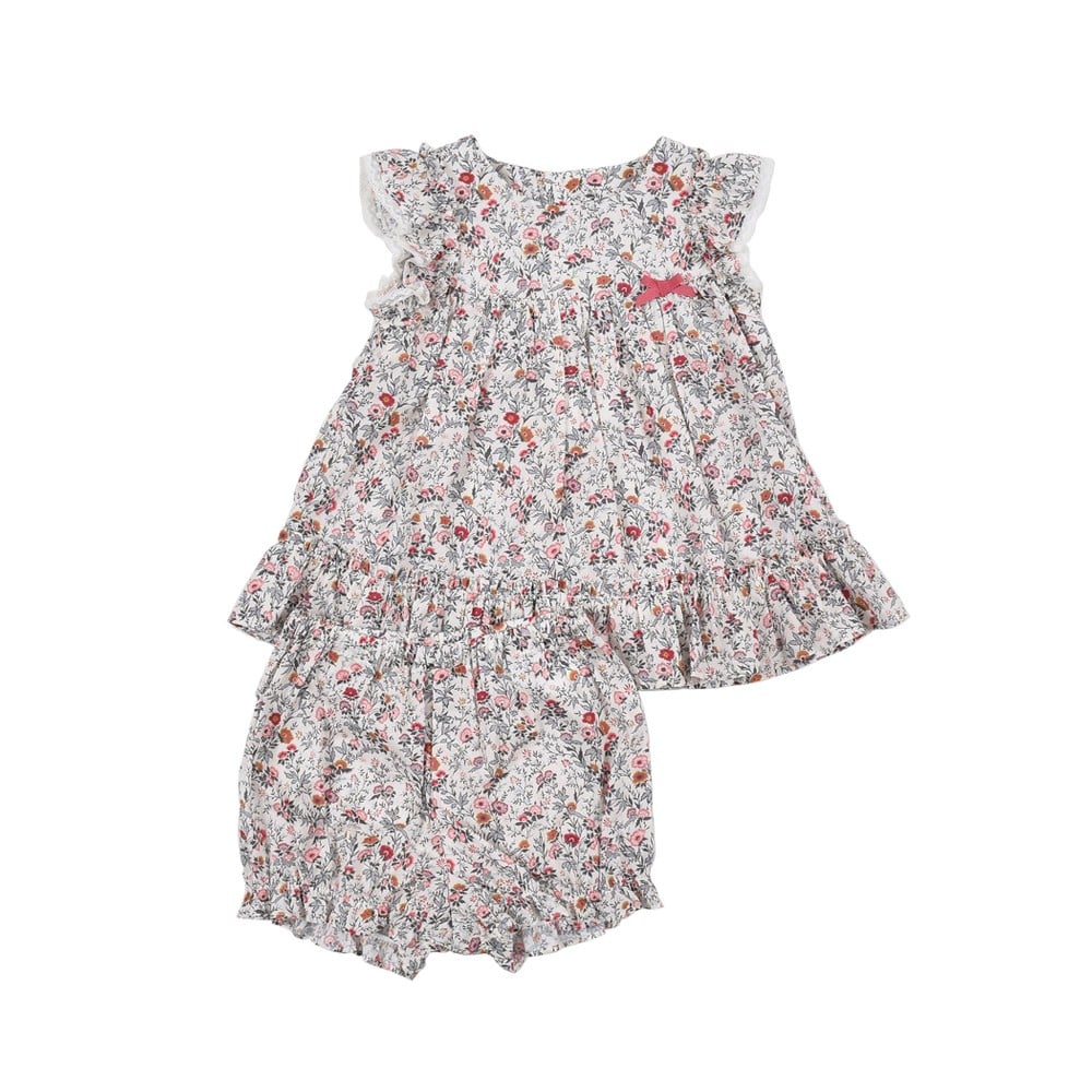 子供服べべの公式通販サイト Bebe Mall 日本製 リバティプリント Mina フラワー リボン ブルマ付き ワンピース ベビー 70 90cm S 70 80cm ブルー系 新生児 ベビー ベベ モール オフィシャルオンラインストア