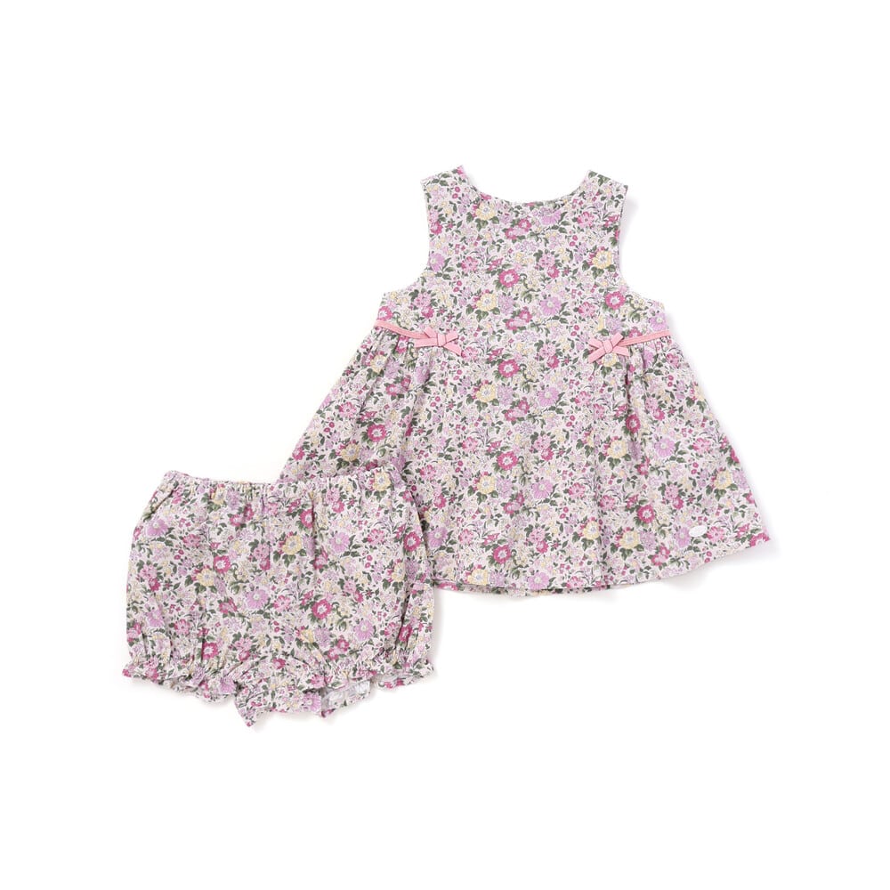 【お揃い】【日本製】リバティ(Clare Rich)シャツコールワンピース+ブルマ付きベビー(70~90cm) ピンク系 S