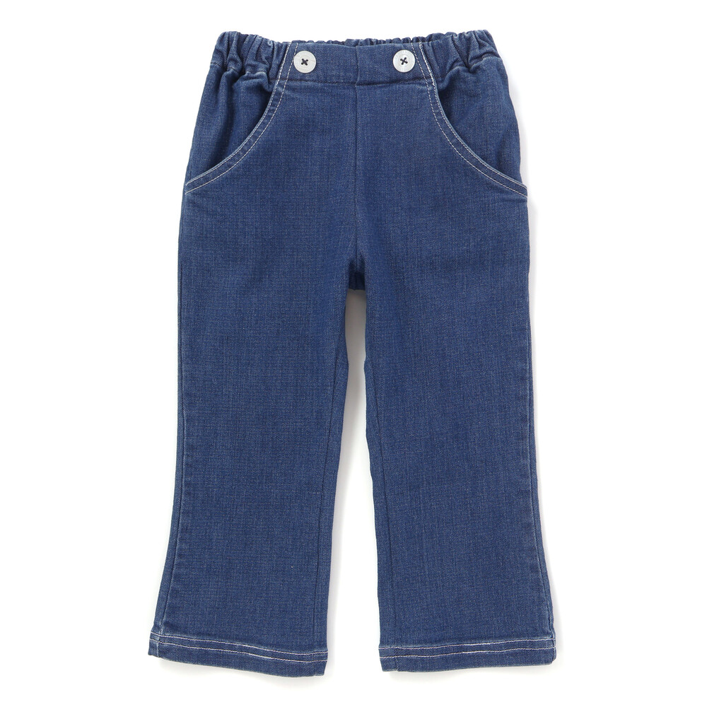 フロント2つボタン ラメデニムパンツ(100~140cm) ネイビー 100cm