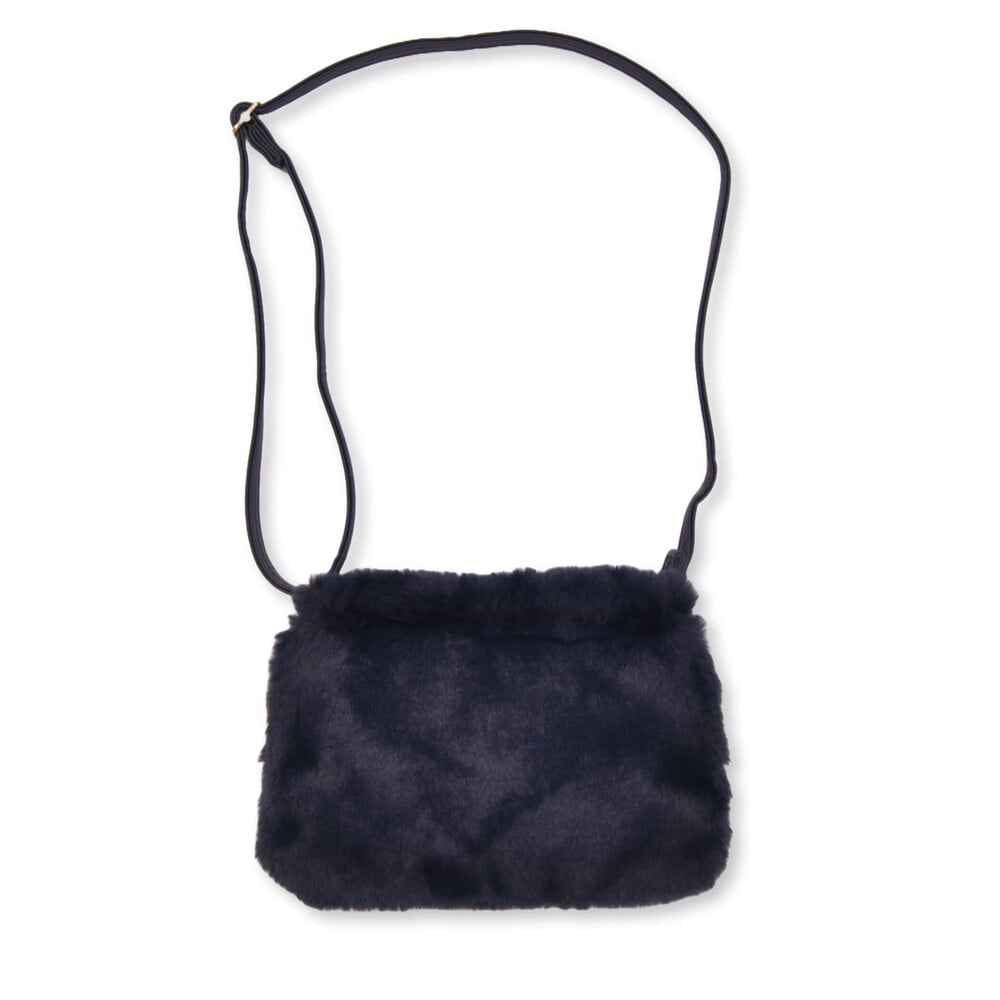 ベルベットリボン付きファーポシェット ネイビー ワンサイズ