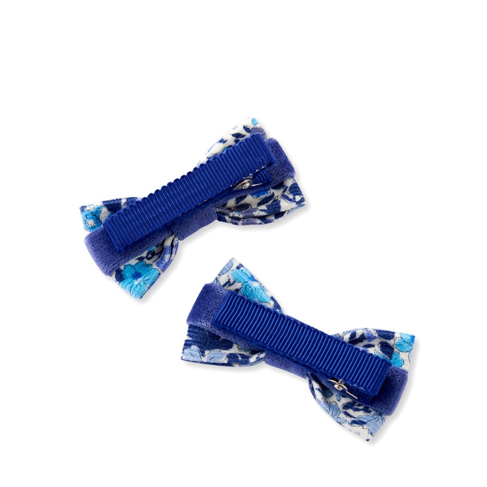 【日本製】【お揃い】リバティ(JoannaLouise)ヘアクリップ ブルー系 ワンサイズ