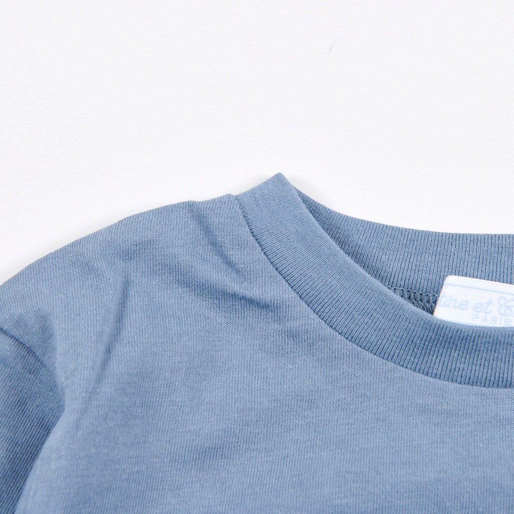 ナチュラル ソフト 天竺 くるま Tシャツ (110cm~130cm) ブルー 110cm