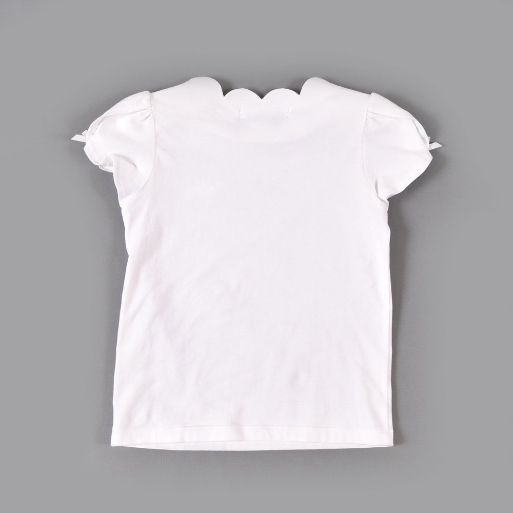 スカラップ リボン ソフト フェミニン Tシャツ (80cm~100cm) ホワイト 100cm