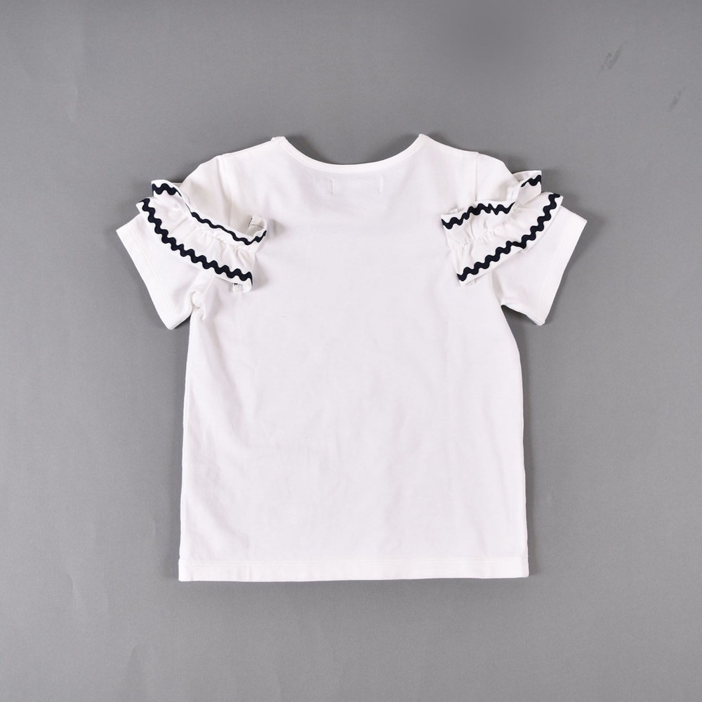 【PARIS企画】 フリル フェミニン シンプル 半袖 Tシャツ(80cm~100cm) ホワイト 80cm