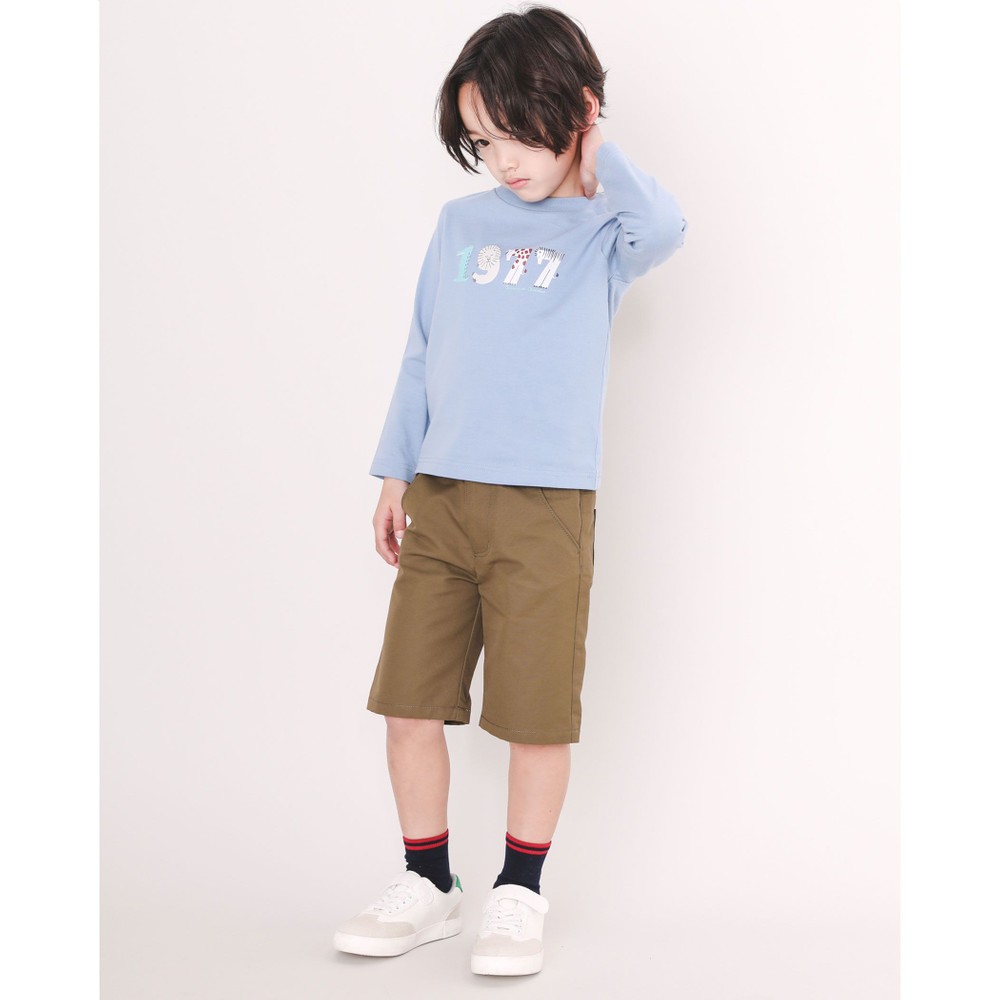 1977 アニマル プリント 長袖 Tシャツ (90~110cm) ブルー 110cm