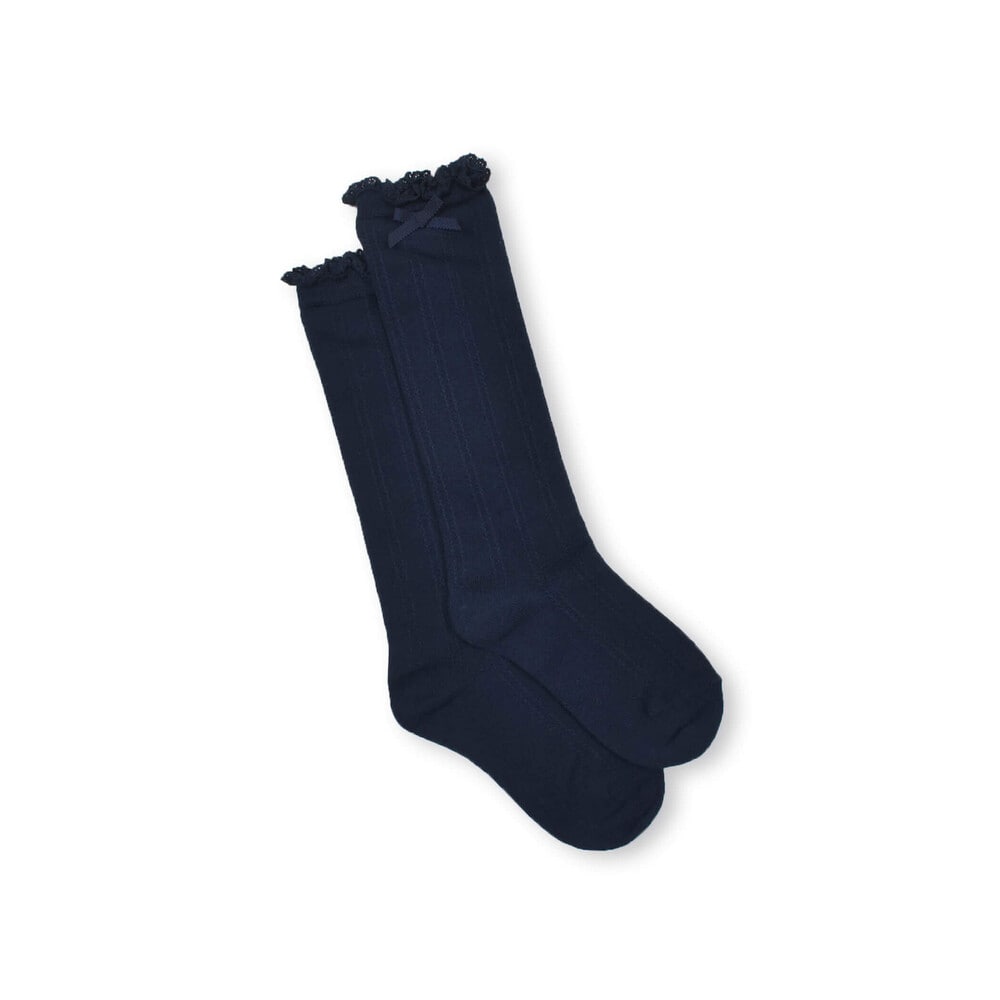 日本製 レース ハイソックス (13~21cm) オフホワイト 17-19cm