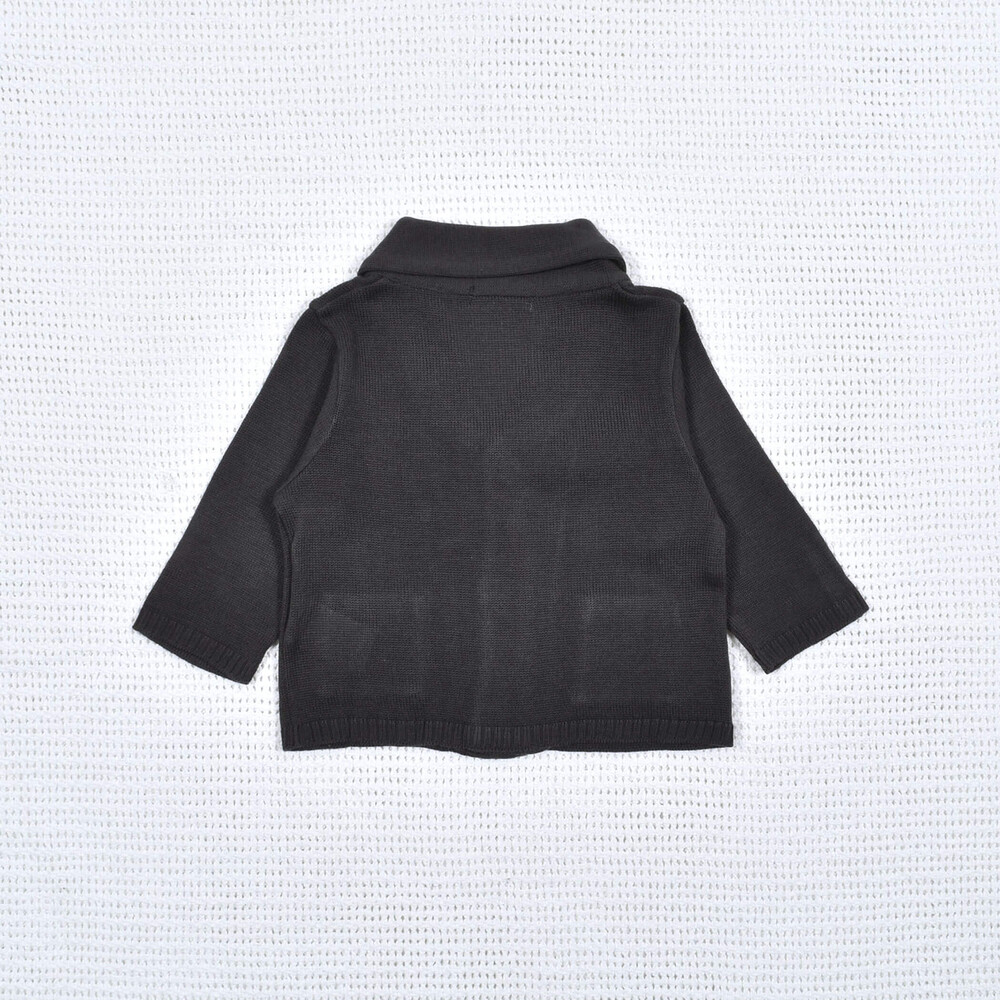 日本製】ヘチマ襟ニットカーディガン(70~90cm)(S(70-80cm) ブラック