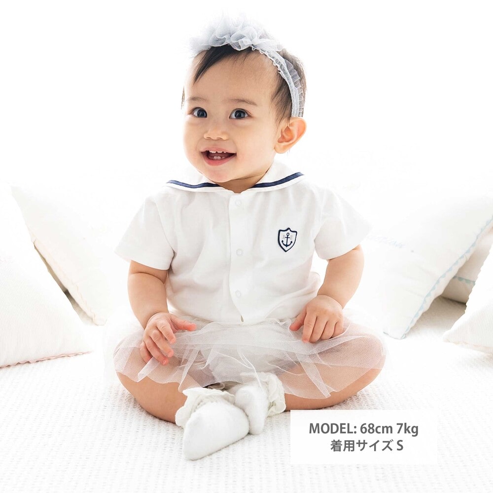 【お揃い】天竺マリンブラウスベビー(70~90cm) ホワイト S(70-80cm)