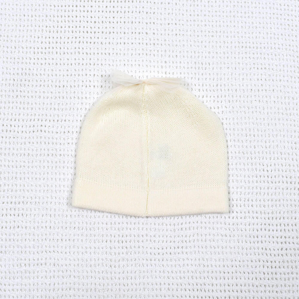 チュールリボンニット帽(44~48cm)(ﾜﾝｻｲｽﾞ(44-48cm) オフホワイト