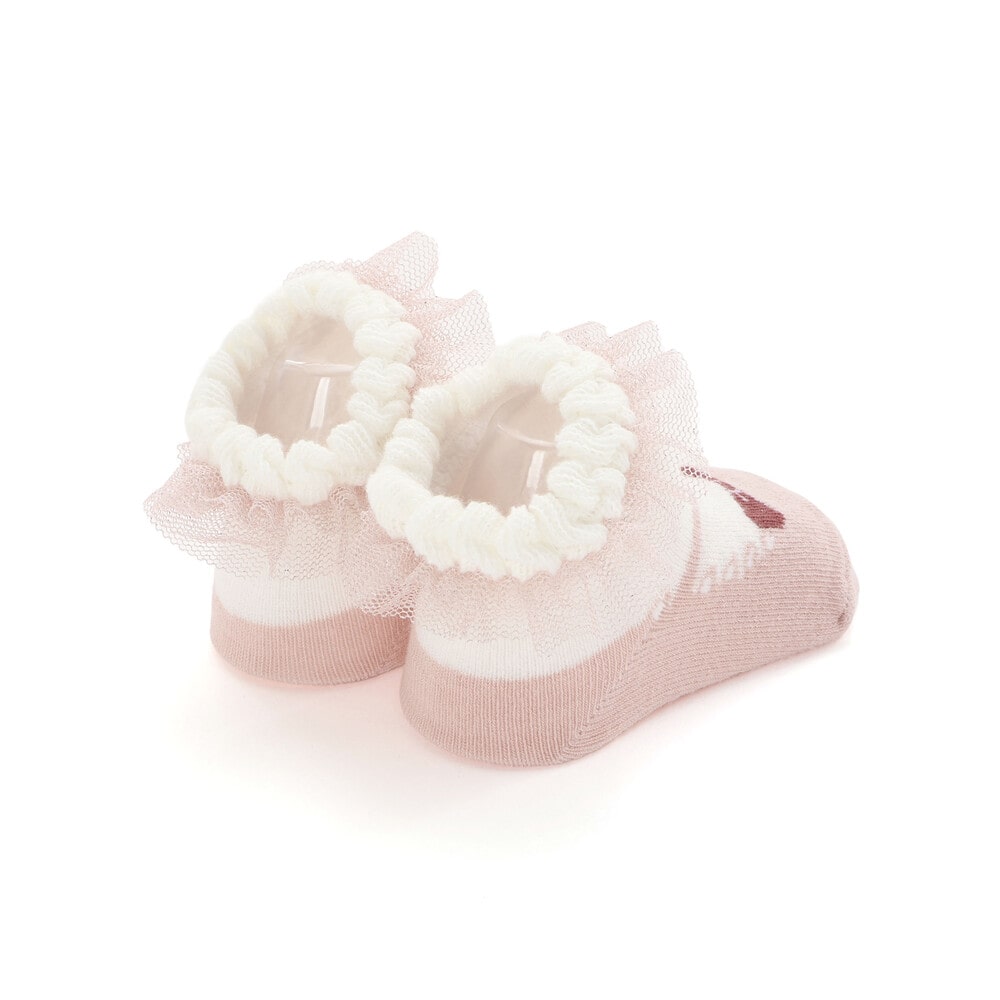 ラメチュール付きカップソックスベビー(8~13cm) ピンク系 8-10cm