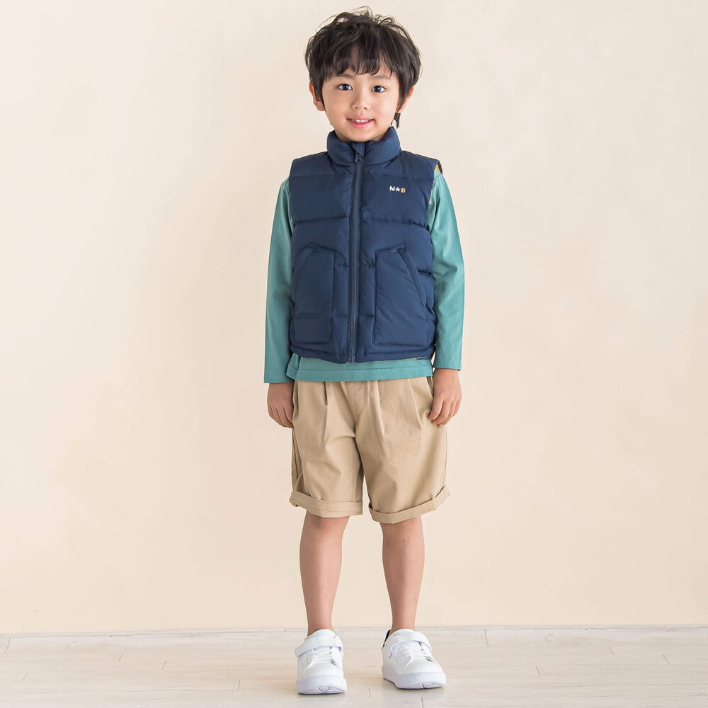 タフタリバーシブルダウンベスト(90~130cm)(90cm ベージュ系 
