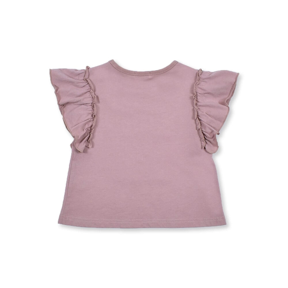 肩 フリル 花 レース ロゴ 天竺 Tシャツ (80~130cm) ピンク 80cm