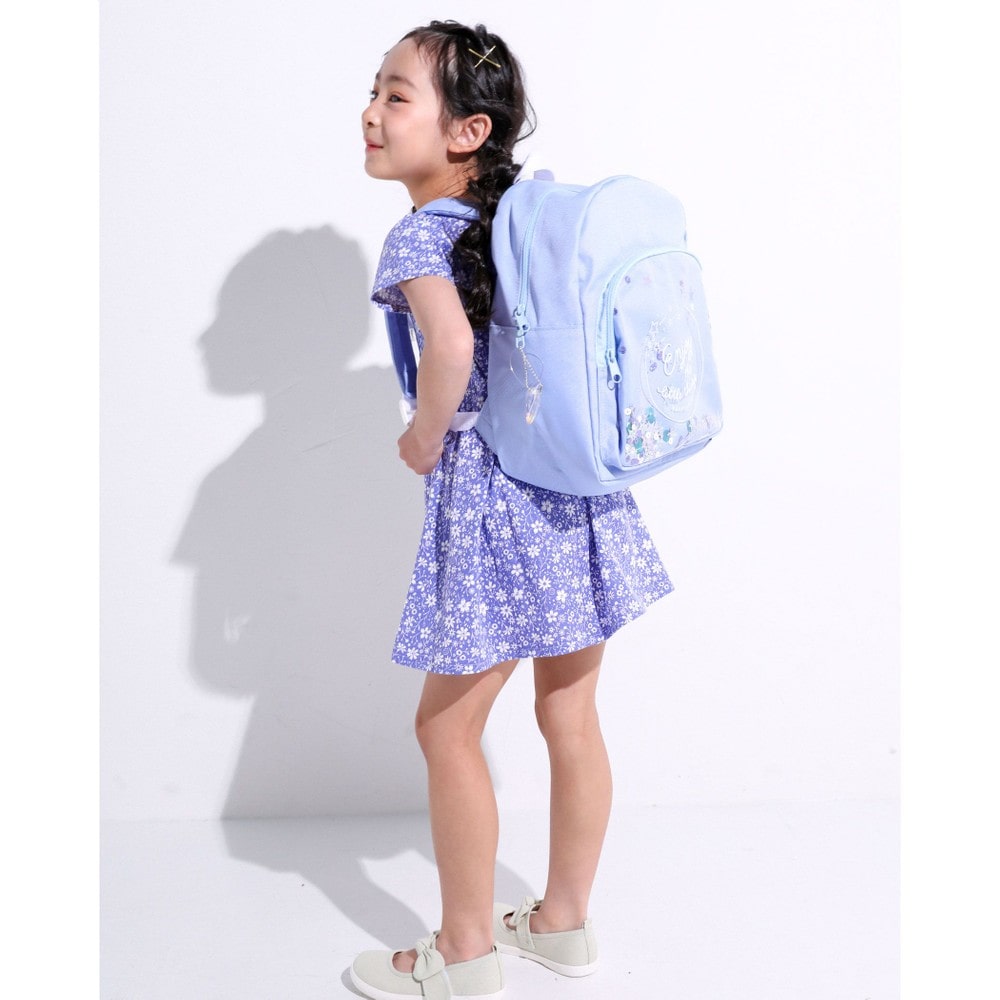 花柄 柄 プリント 天竺 ワンピース (80~130cm) ネイビー系 80cm