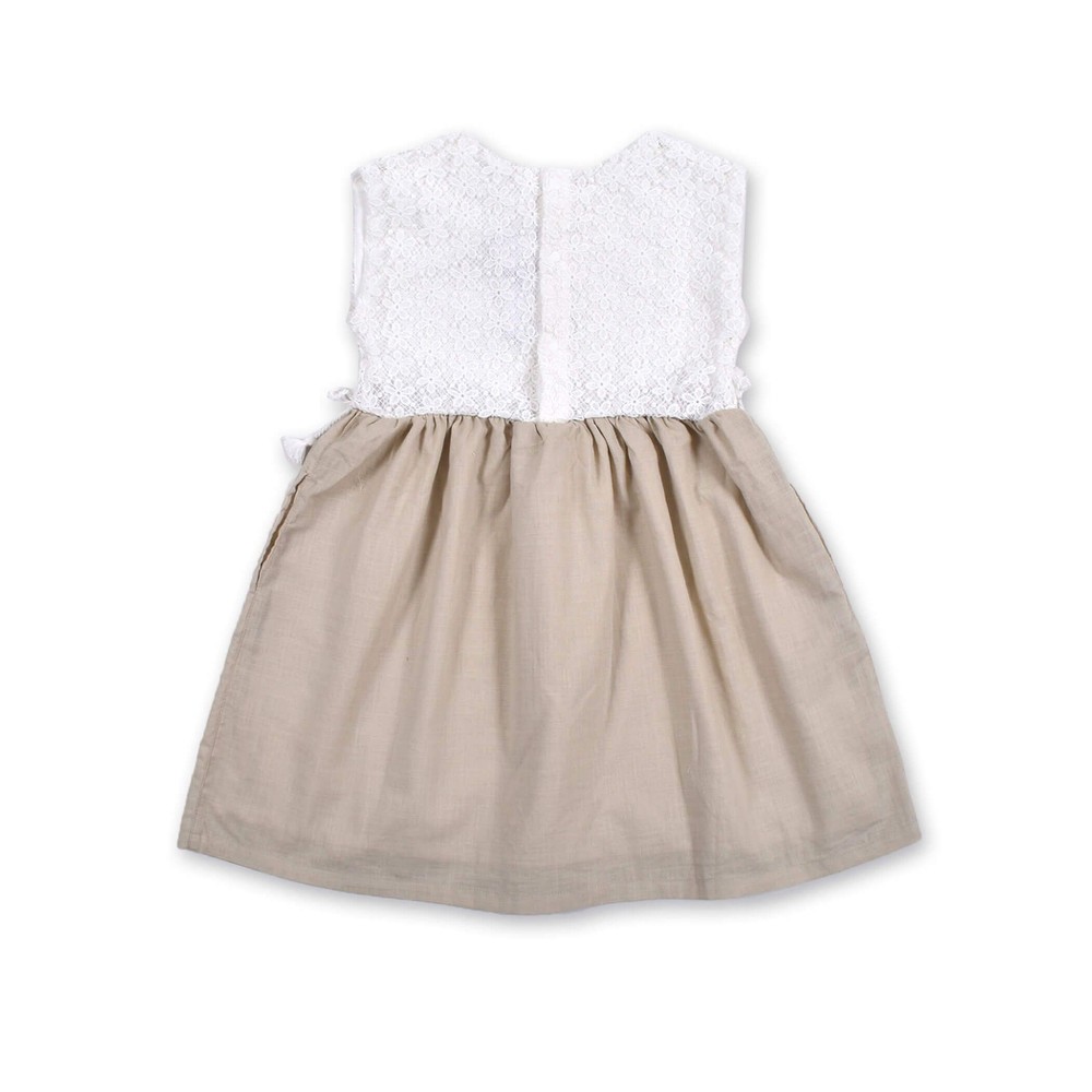 かぎ編み風 切り替え 布帛 ワンピース(80~130cm) パープル 110cm