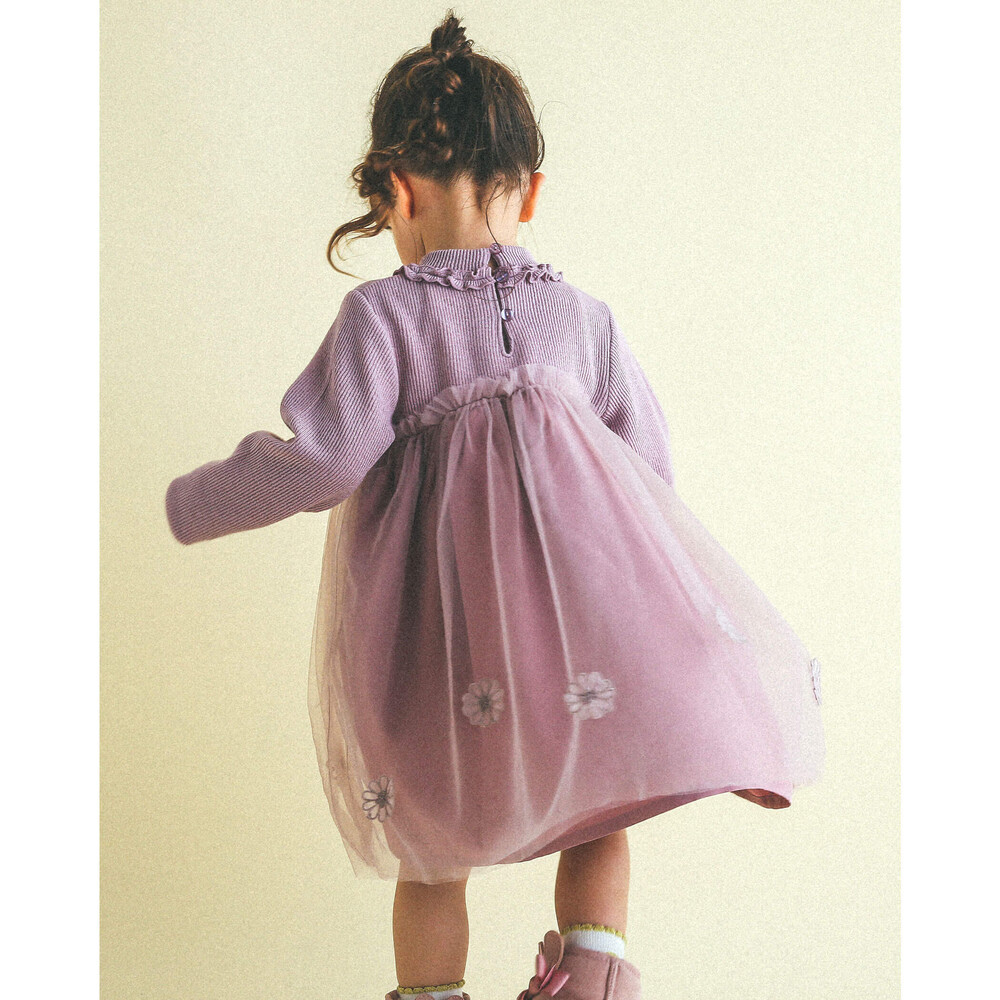 花 モチーフ チュール ワンピース 80 130cm 80cm パープル ワンピース 子供服べべの公式通販サイト Bebe Mall