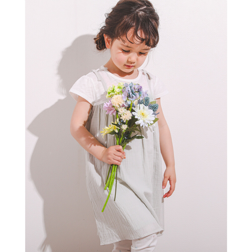 花 モチーフ チュール ドッキング キャミ ワンピース (80~130cm) ピンク 100cm