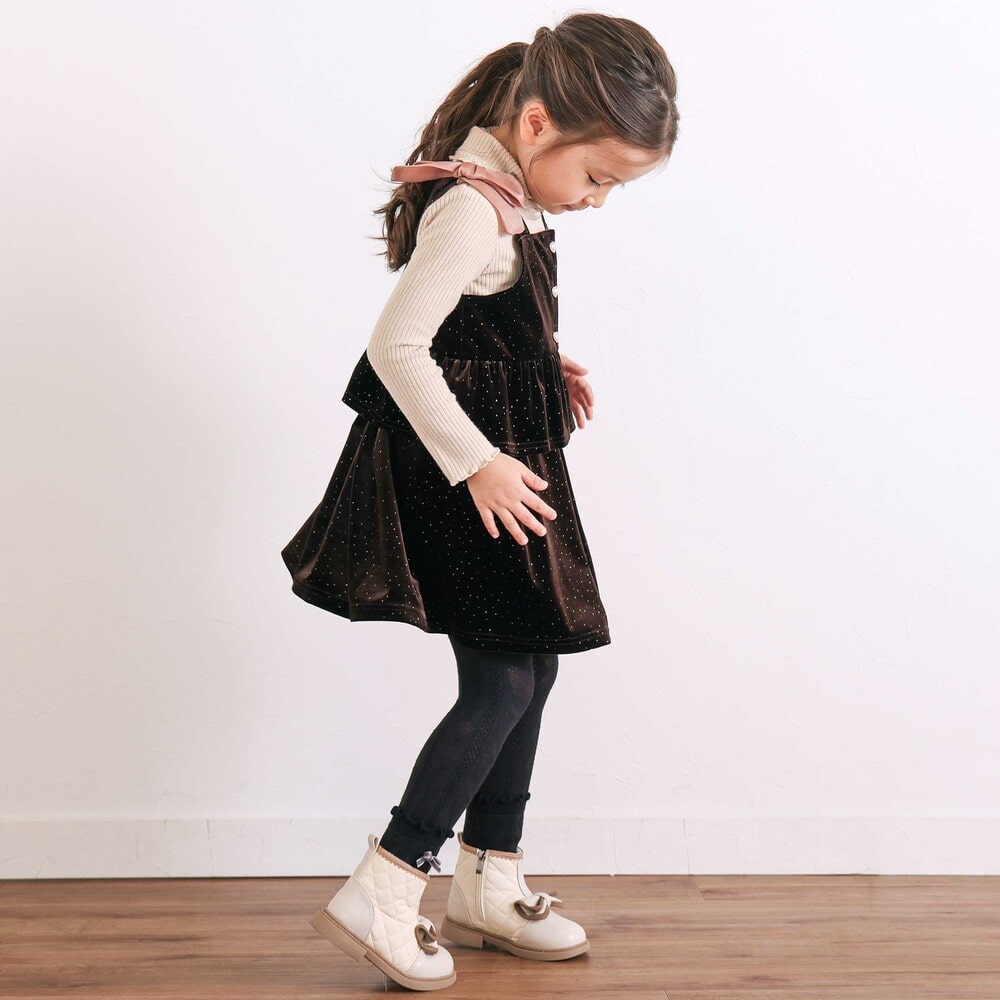 きらめくラメドットベロアビスチェセットアップ(90~130cm) ブラウン 90cm