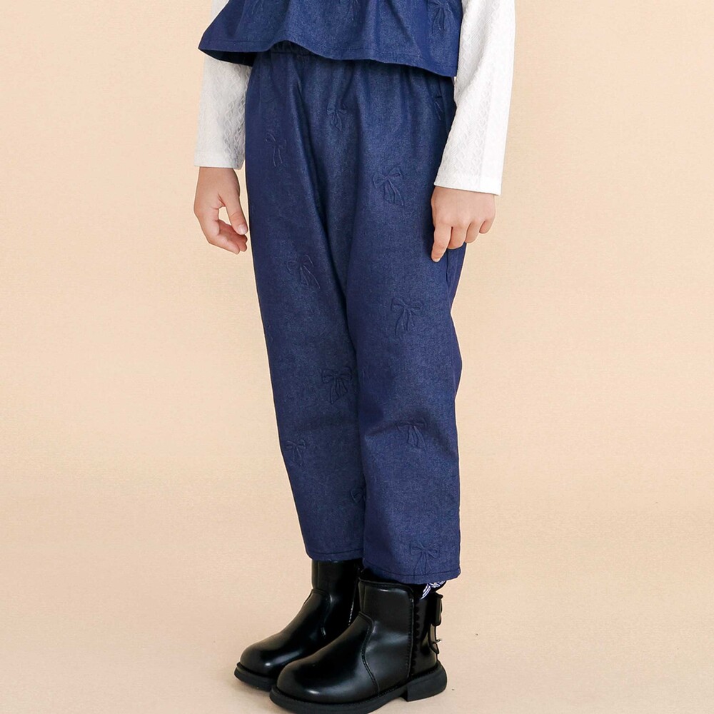 フリルビスチェ+ロングパンツセットアップ(80~130cm) ネイビー 80cm