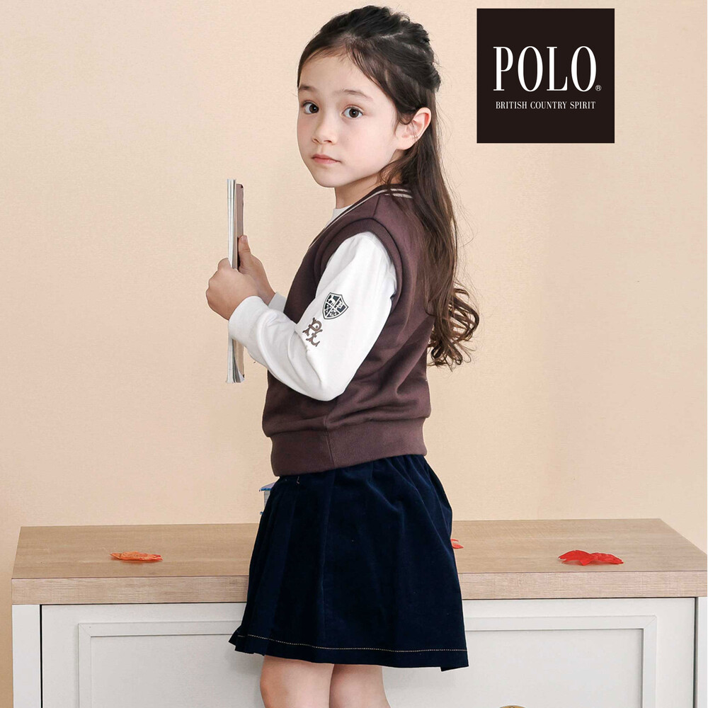 【POLO BCS(ポロ・ビーシーエス)×SLAP SLIP】長袖Tシャツ&ベストセット(80~130cm) ブラウン 80cm