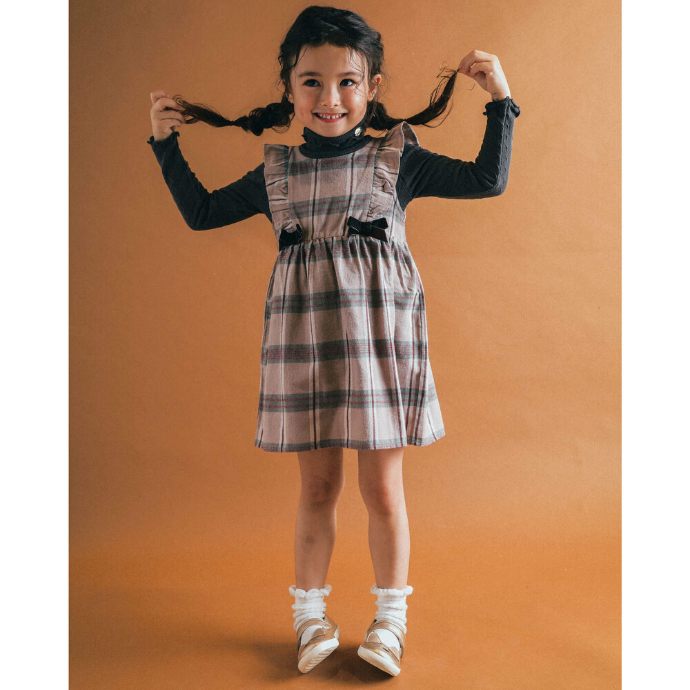 チェック柄 ノースリーブ ワンピース 80 130cm 80cm ベージュ系 ワンピース 子供服べべの公式通販サイト Bebe Mall