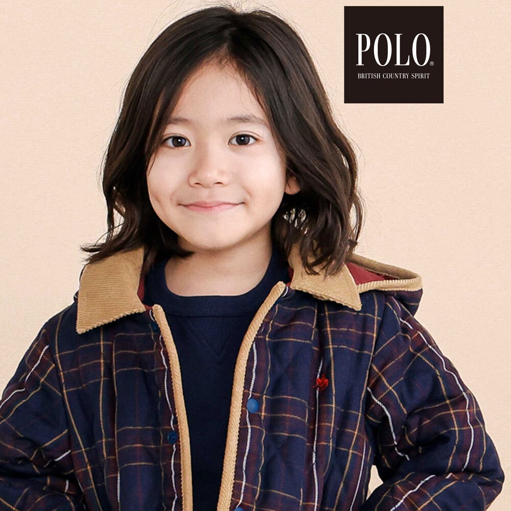 【POLO BCS(ポロ・ビーシーエス)×SLAP SLIP】フード付きキルトアウター(80~130cm) ネイビー系 80cm