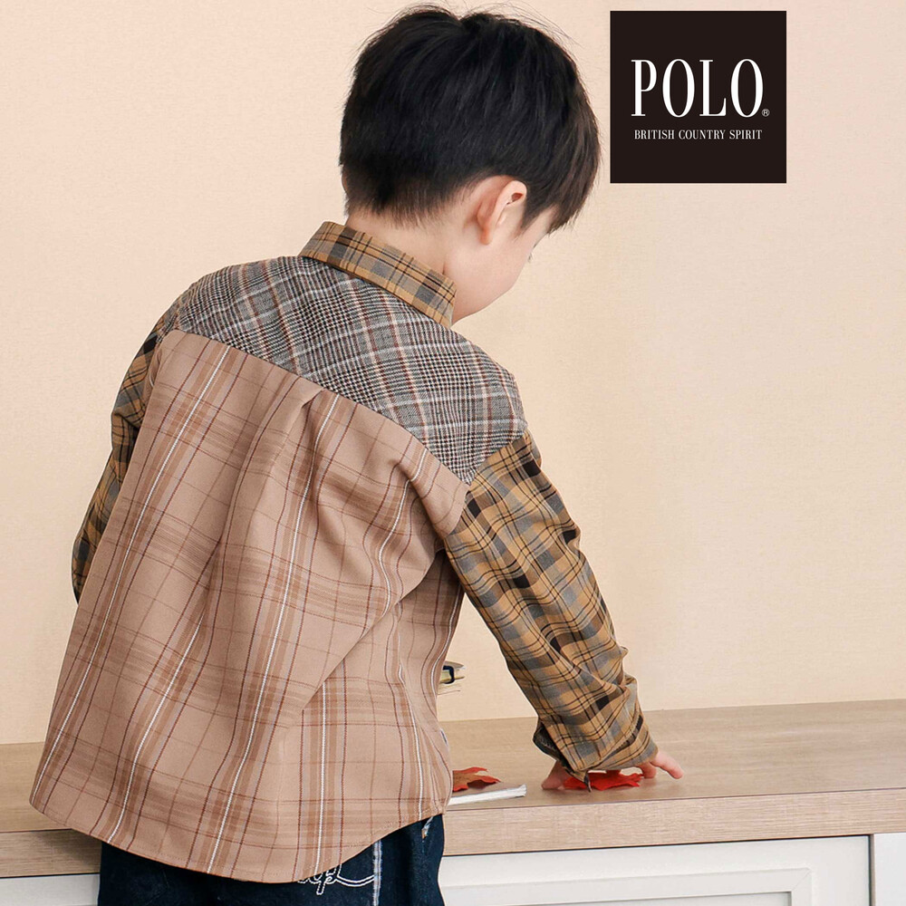 【POLO BCS(ポロ・ビーシーエス)×SLAP SLIP】切り替えシャツ(80~130cm) ベージュ系 80cm