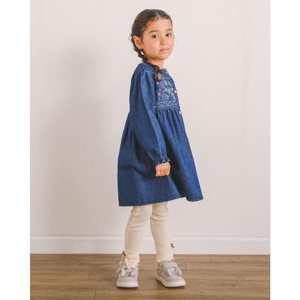 スリット 入り リボン テレコ レギンス (80~130cm)(80cm オフホワイト): ボトム-子供服べべの公式通販サイト 「BEBE MALL」