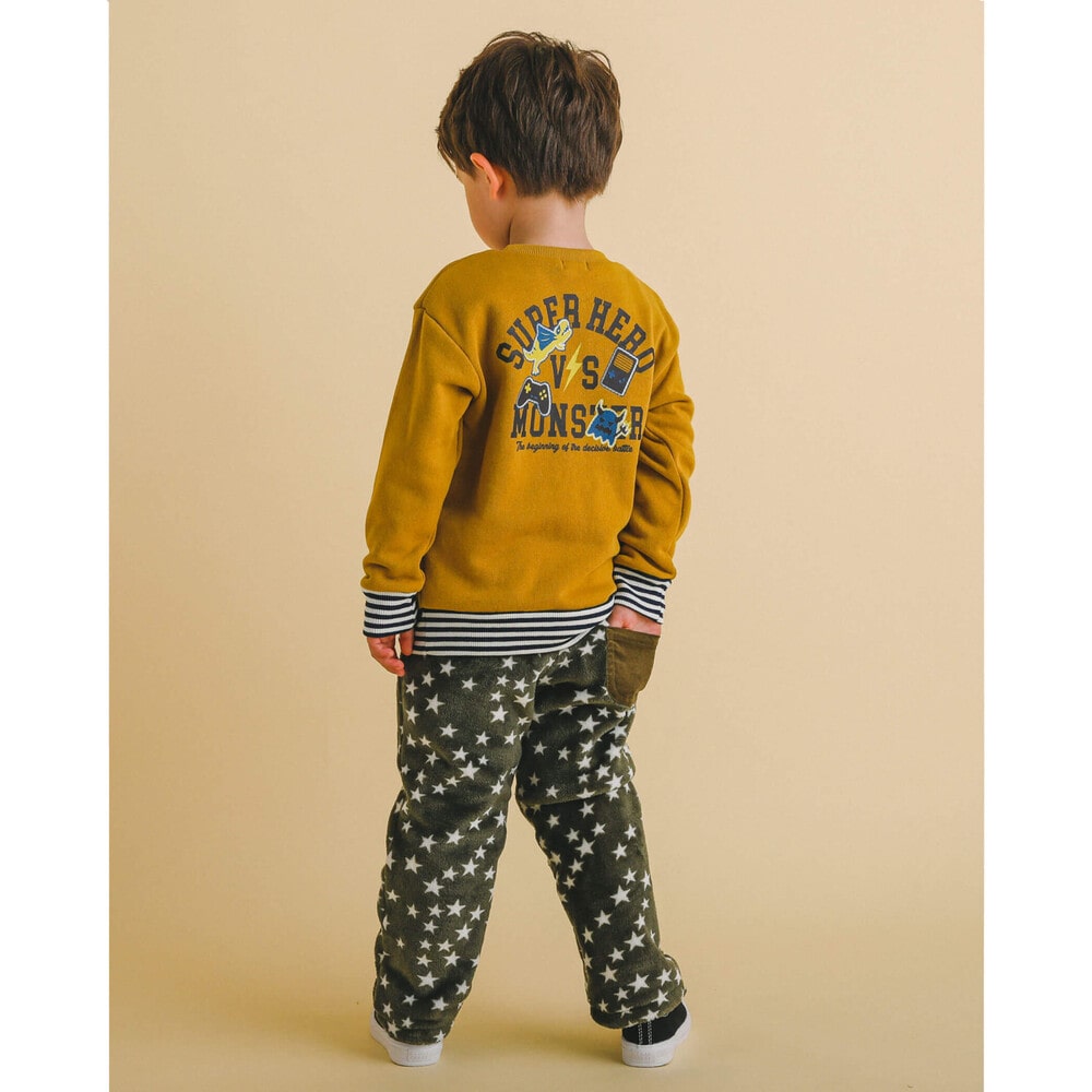 リバーシブル コールテン × 星 ボア モンスター 刺繍 パンツ (80~130cm) グレー 80cm