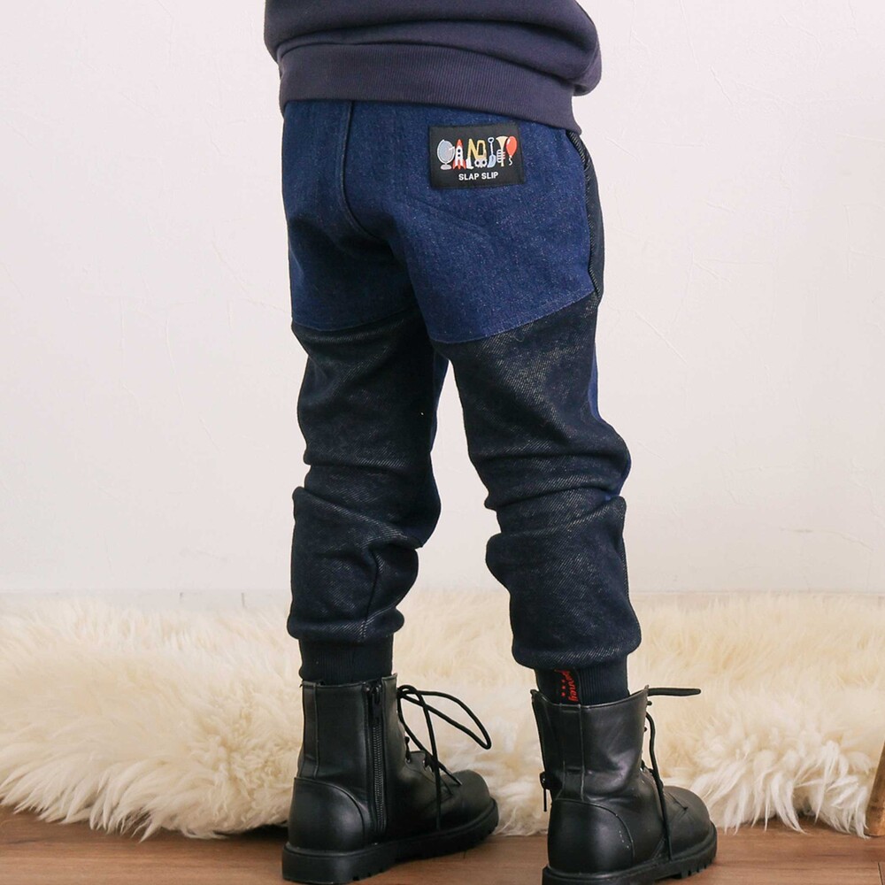 【GANJYO】裏シャギーおしりひざ強化頑丈パンツ(80~130cm) ネイビー 80cm