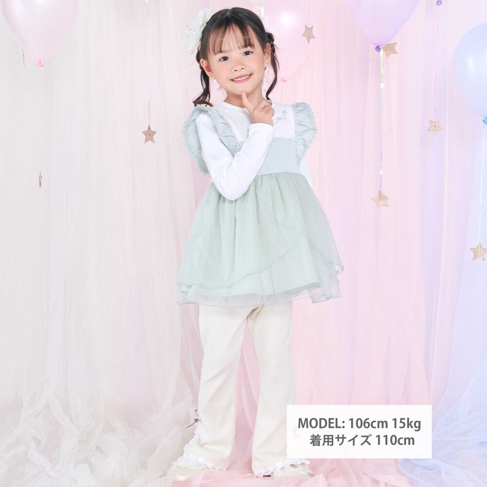 裾ハートレースフレアレギンス(80~130cm) オフホワイト 80cm