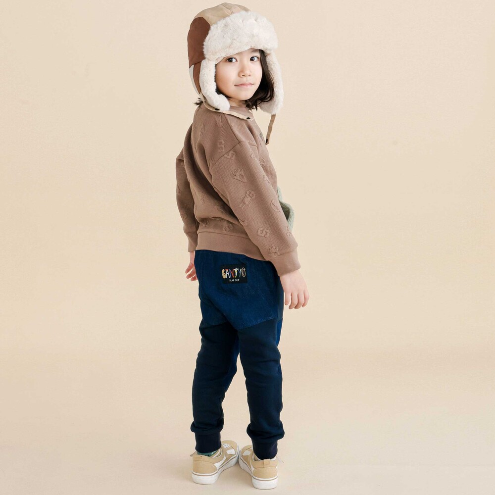 【GANJYO】カラー切り替えパンツ(80~130cm) ネイビー 80cm