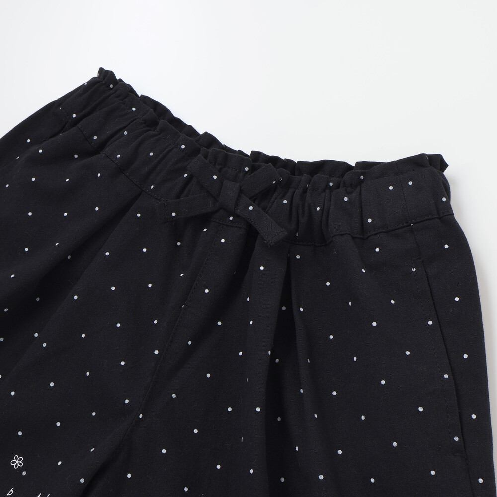 キラキラプリント裾スカラップリボン付きショートパンツ(90~130cm) ブラック系 90cm