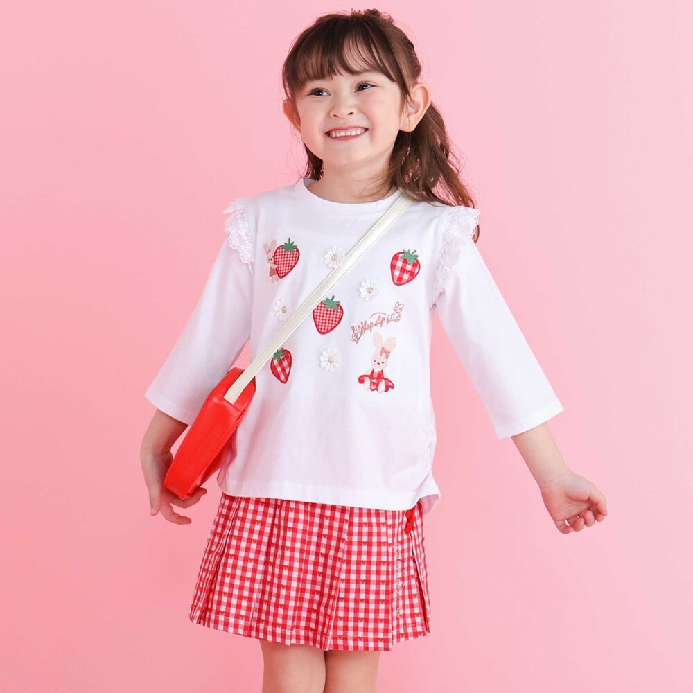 【お揃い】チェックプリーツスカパン(90~130cm) レッド系 90cm