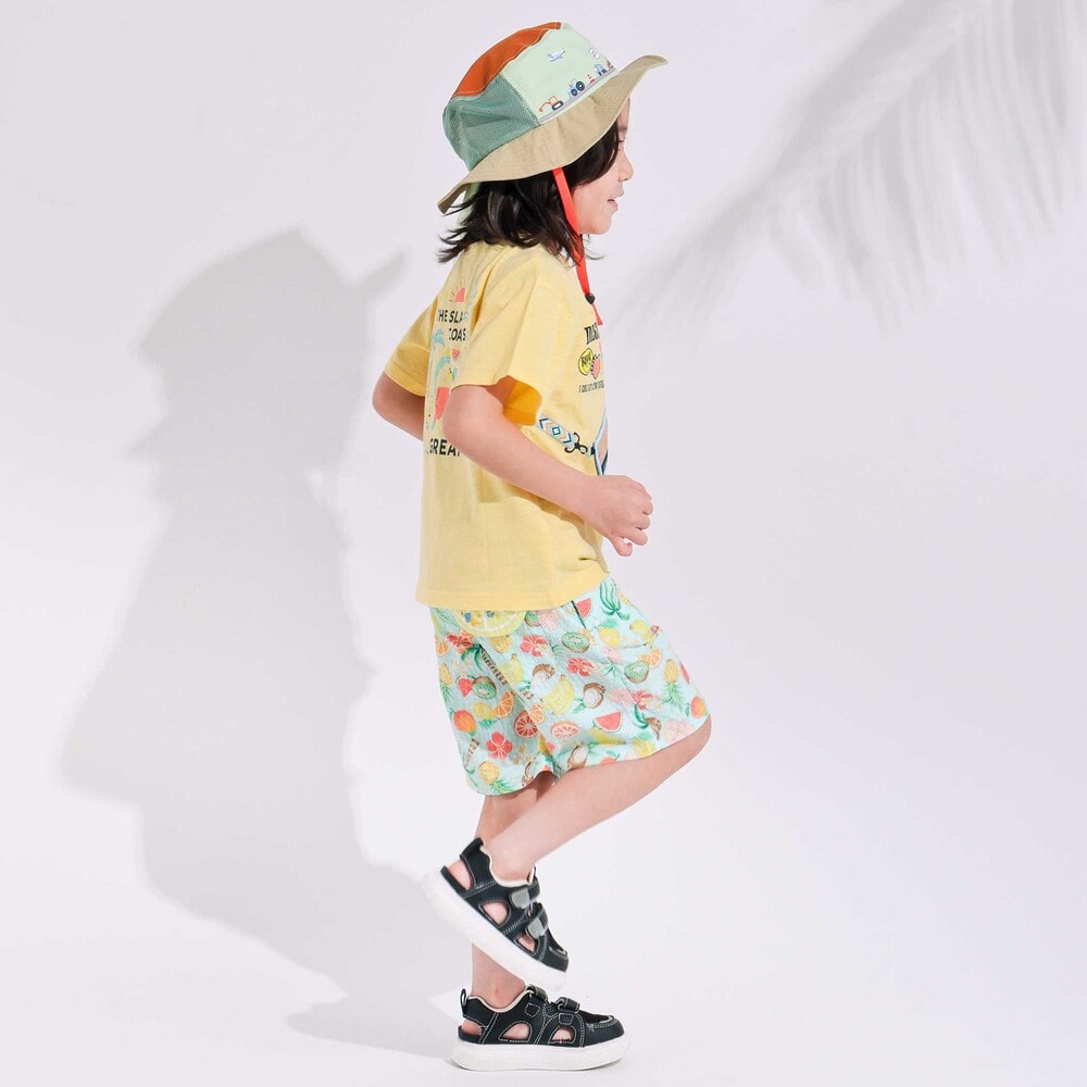 【お揃い】トロピカル総柄ショートパンツ(80~130cm) ブルー系 80cm