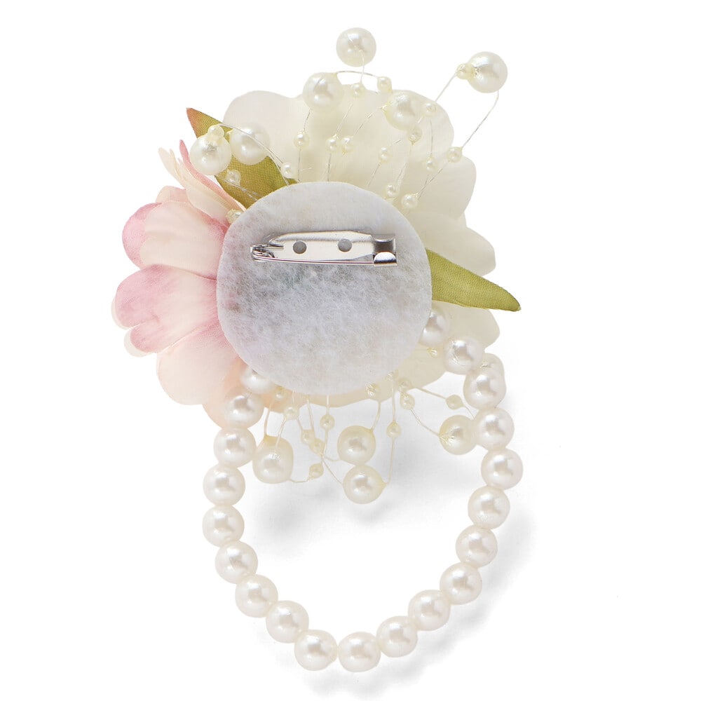 フラワーパール風ビーズコサージュ ブルー ワンサイズ