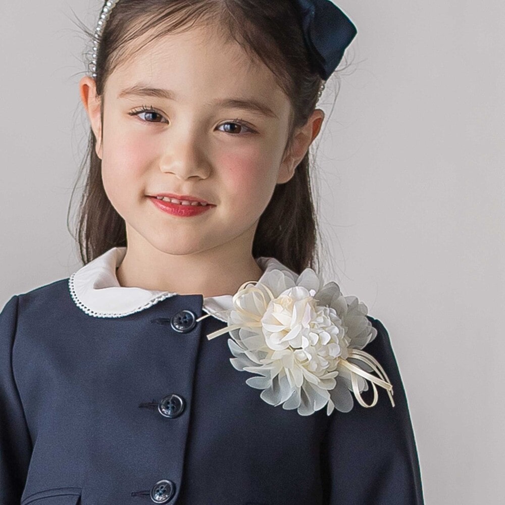 フラワーチュールリボンコサージュ ブルー ワンサイズ