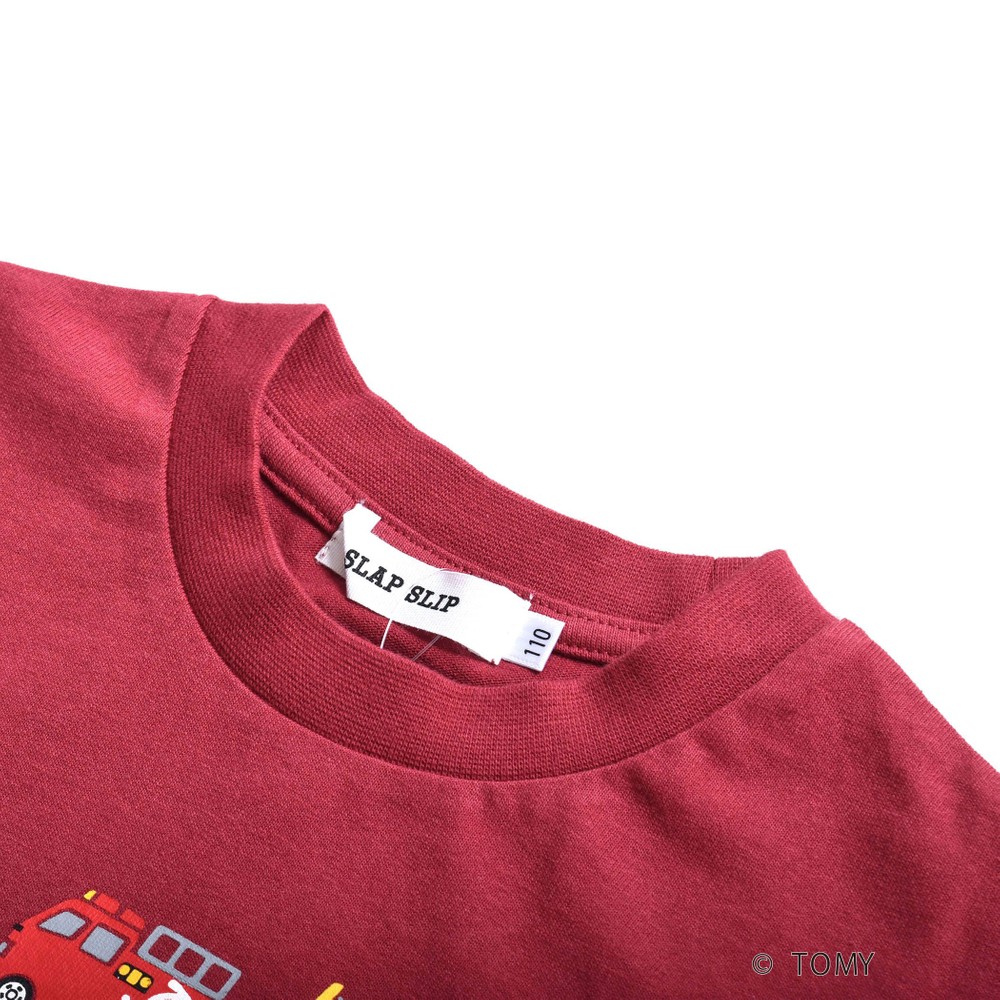 Bebe べべ Bebe Mall Official Online Store トミカ Slap Slipコラボアイテム はたらく くるま パトカー 消防車 ショベルカー プリント 半袖 Tシャツ 80 1cm 80cm レッド トップス ベベ モール オフィシャルオンラインストア