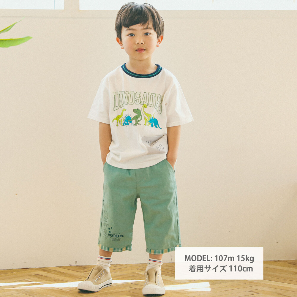 韓国子供服 セットアップ 110 キッズショートパンツTシャツ カレッジプリント 通販