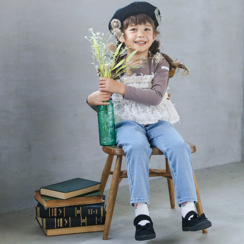 ふわふわチュールチュニックドッキングTシャツ(90~140cm)(90cm