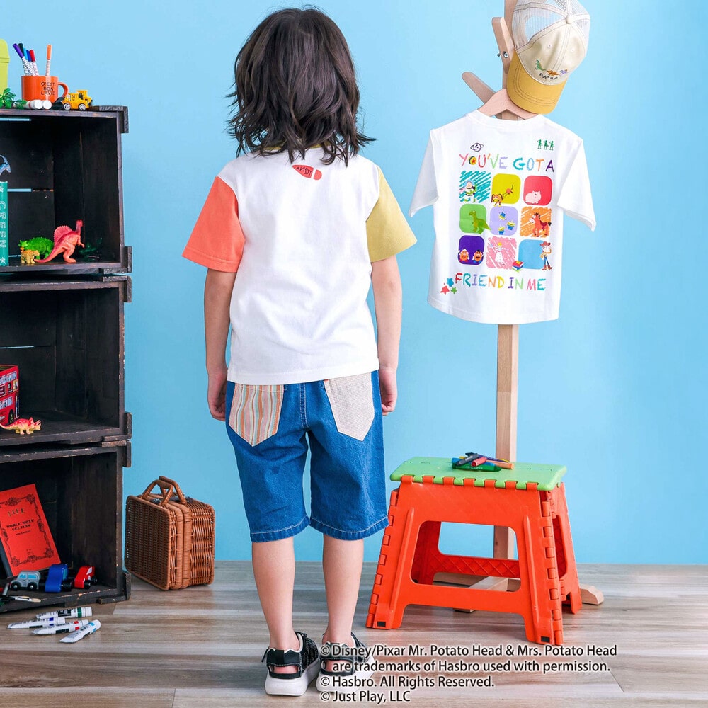 【トイ・ストーリー(Toy Story)コレクション】キャラクタープリントバイカラー半袖Tシャツ(80~130cm) ホワイト 80cm