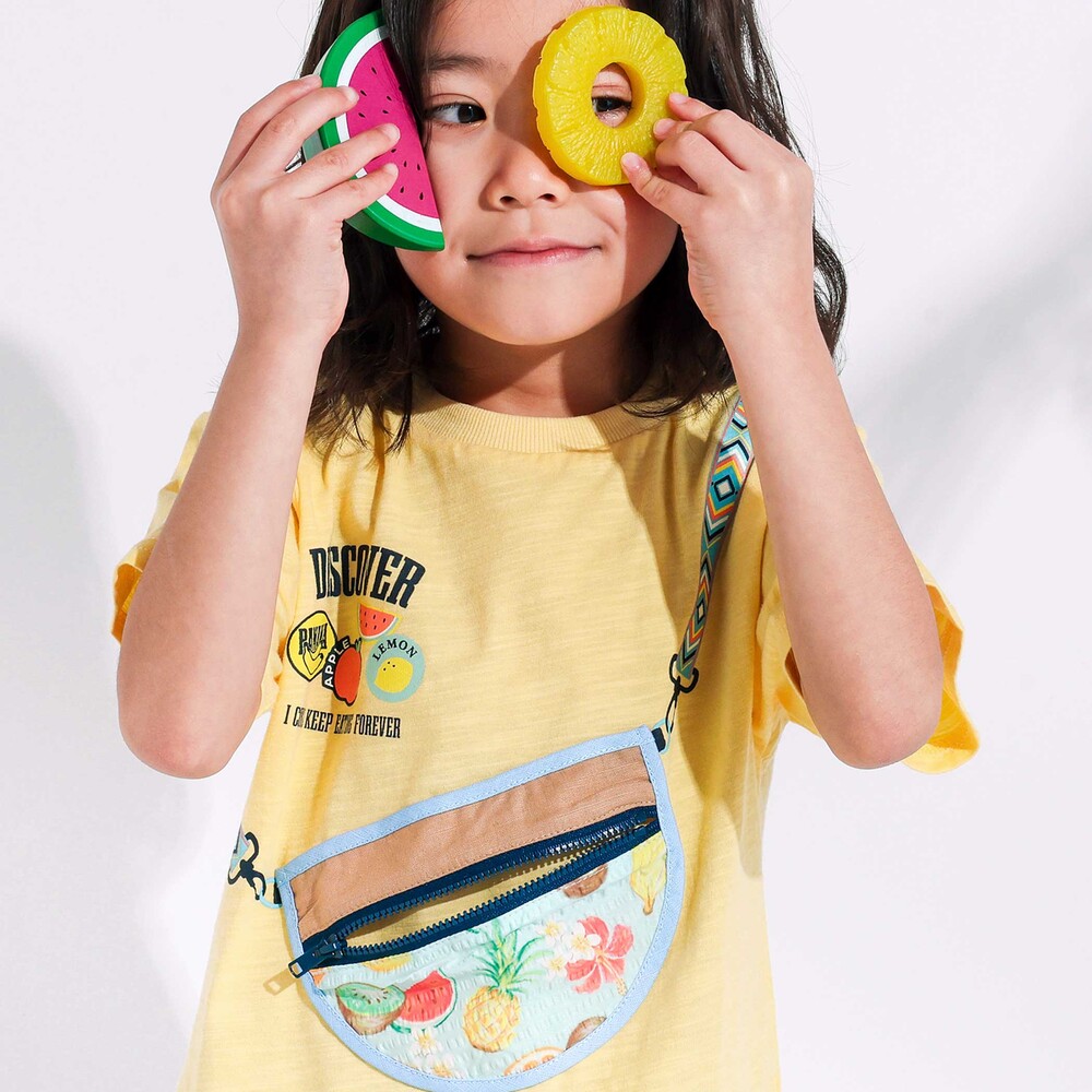 【お揃い】ポシェットトロンプイユ半袖Tシャツ(80~130cm) イエロー 80cm