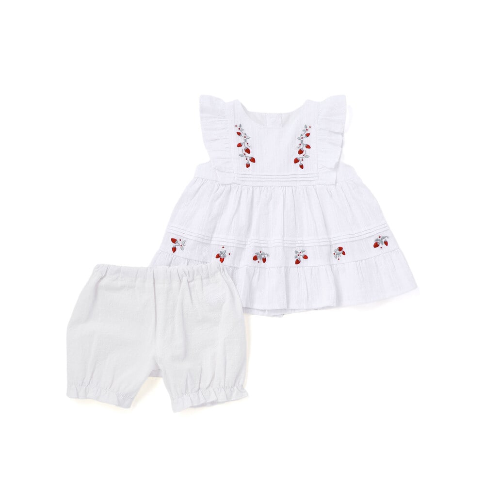 ピンタックティアードワンピースブルマ付きセットアップベビー(70~80cm) ホワイト ワンサイズ