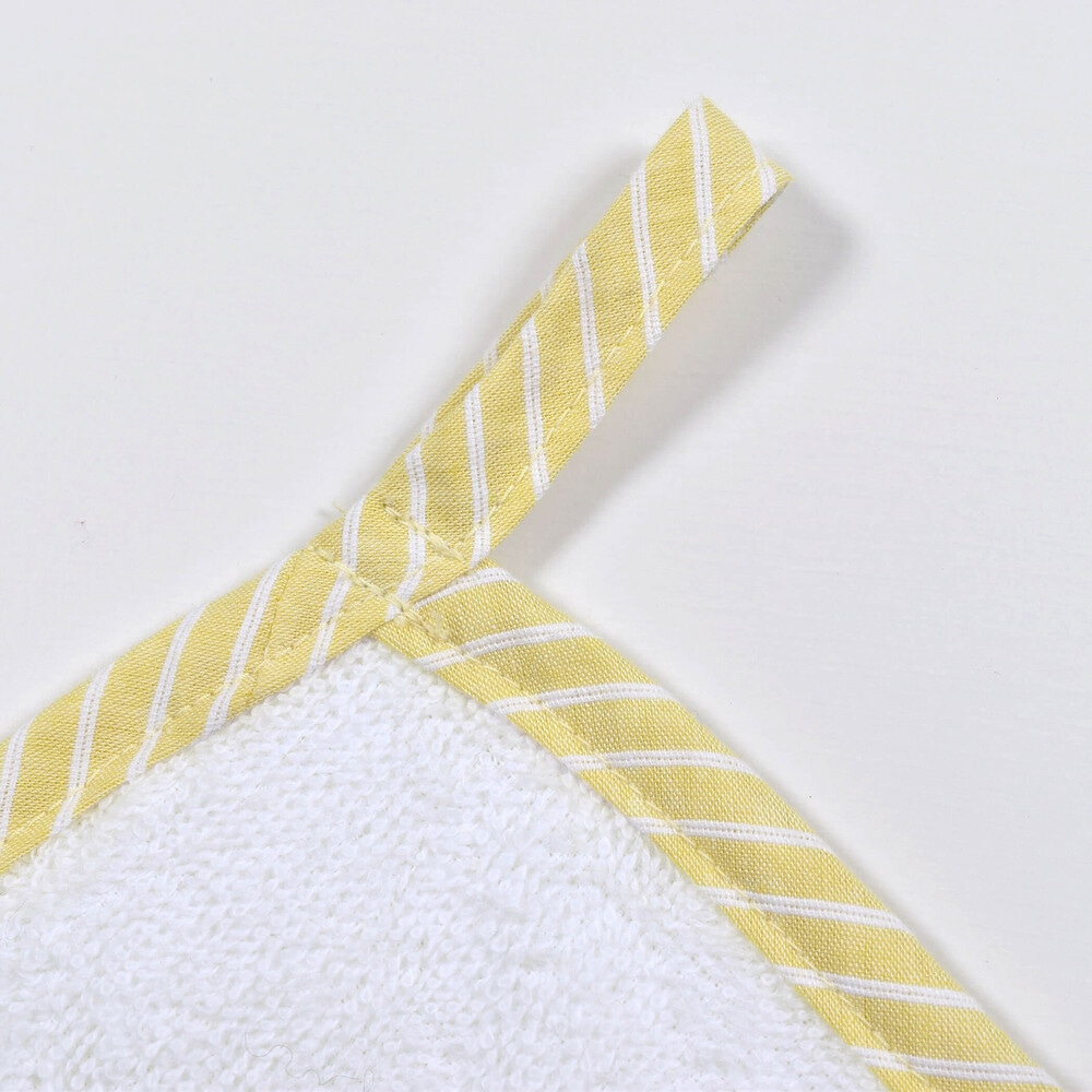 柄ナレ 刺繍 縁取り パイル ハンカチ オフホワイト ワンサイズ