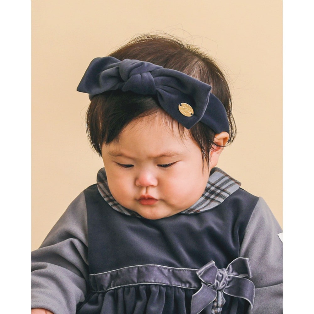 チャーム ベロアフリース リボン カチューム ベビー ネイビー ワンサイズ