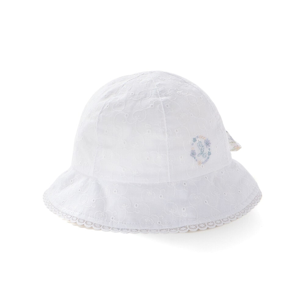 日よけ&レース付き帽子ベビー(46~48cm) ホワイト 46cm