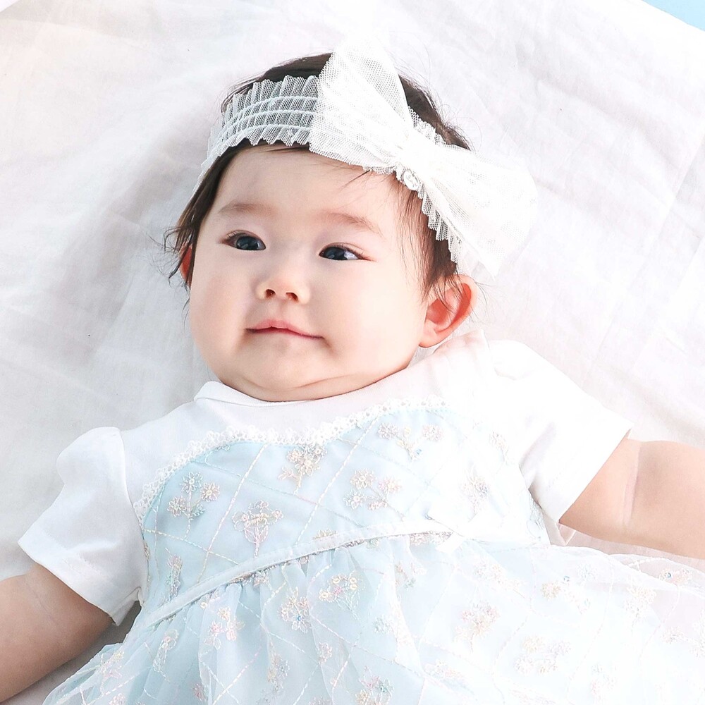 リボンチュールヘアバンドベビー ホワイト ワンサイズ