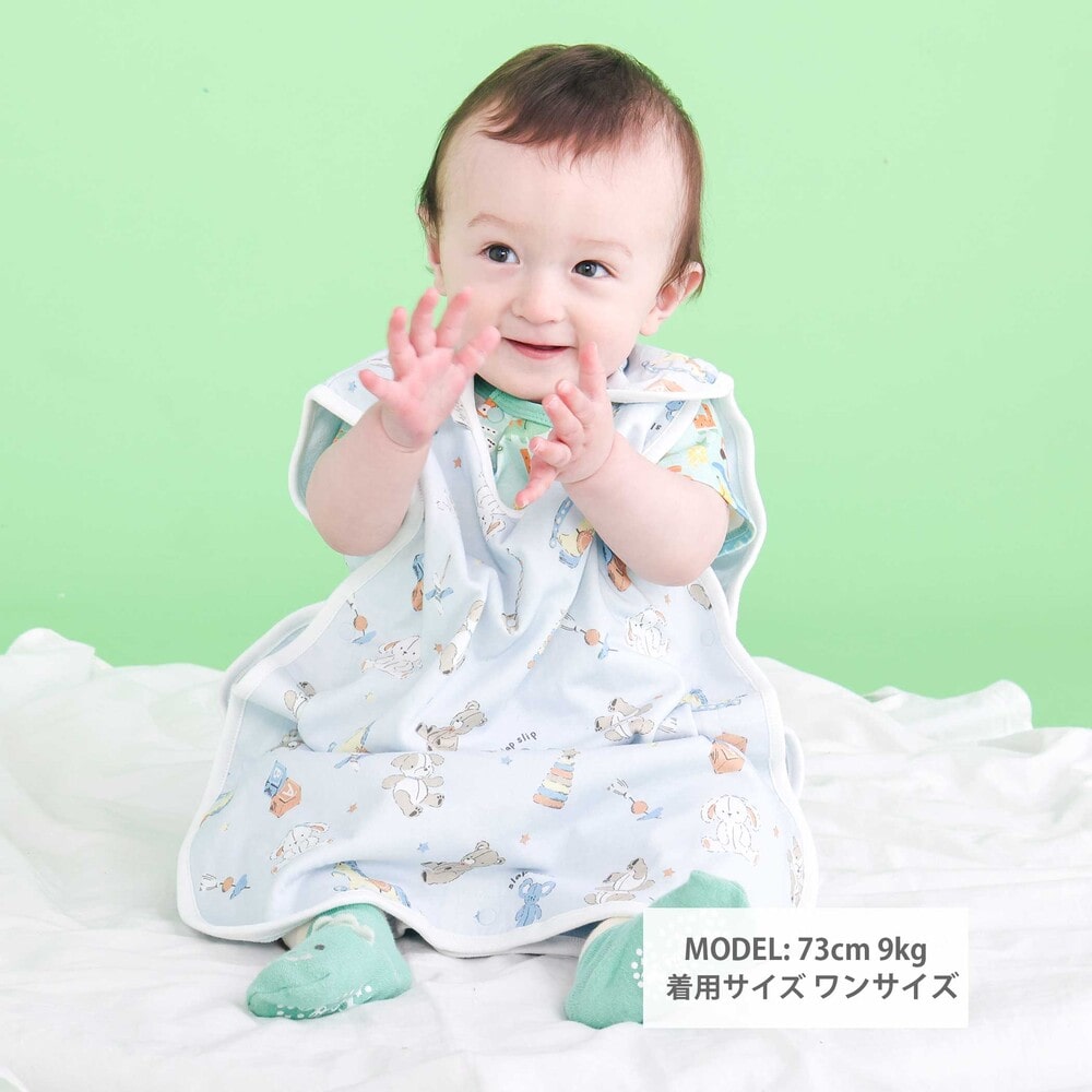 【UVカット/接触冷感/お揃い】レモンおもちゃ総柄スリーパーベビー ホワイト系 ワンサイズ