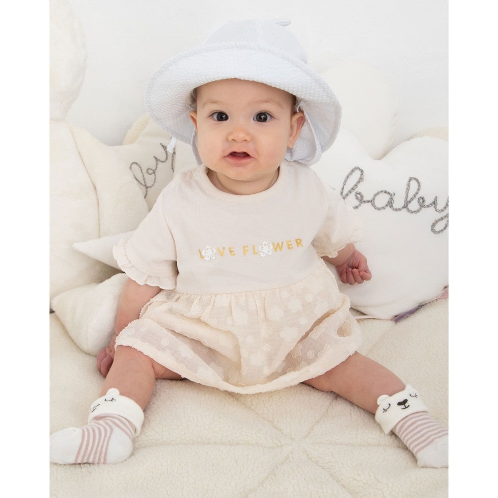 Bebe べべ Bebe Mall Official Online Storeフラワー 花柄 シフォン ワンピース型 ロンパース 70 80cm 70cm パープル 新生児 ベビー ベベ モール オフィシャルオンラインストア