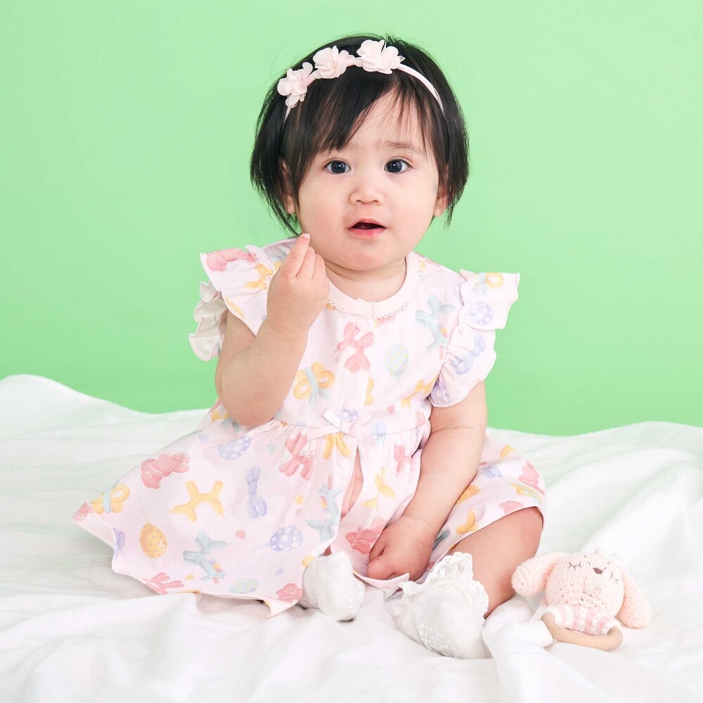 【お揃い】バルーン宝石アイス果物総柄プリントボディミニベビー(60~80cm) ピンク系 60cm