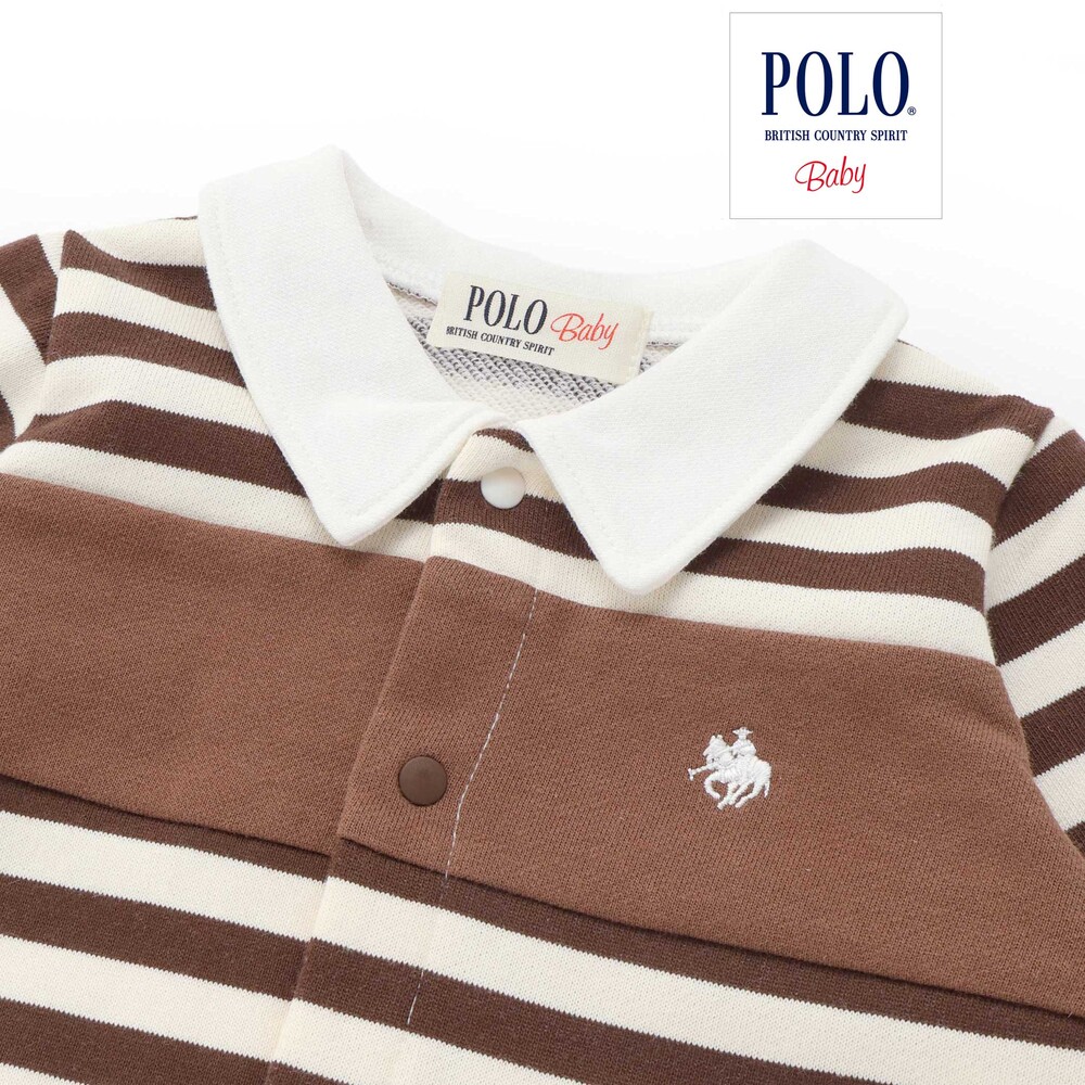 【POLO BCS(ポロ・ビーシーエス)×SLAP SLIP】胸元切り替え裏毛カバーオールベビー(60~80cm) オフホワイト系 60cm